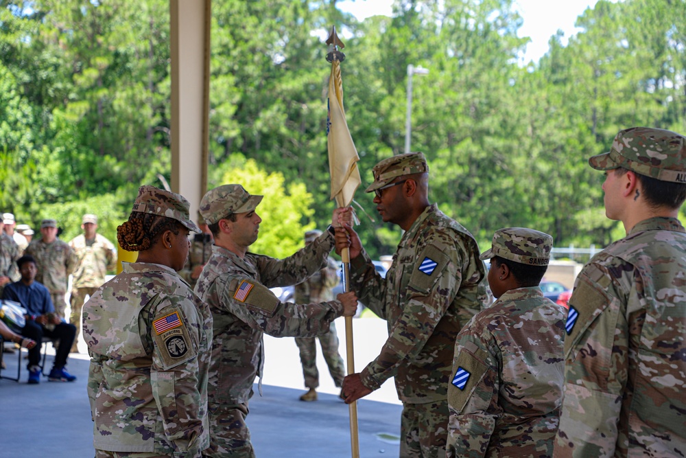 First Seargeants Pass Company Guidon in Change of Command