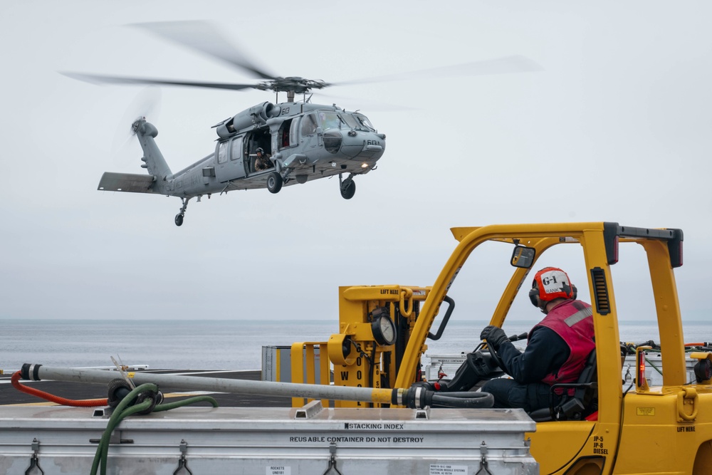 USS Carl Vinson (CVN 70) Sailors Conduct an Ammunition Handling Evolution