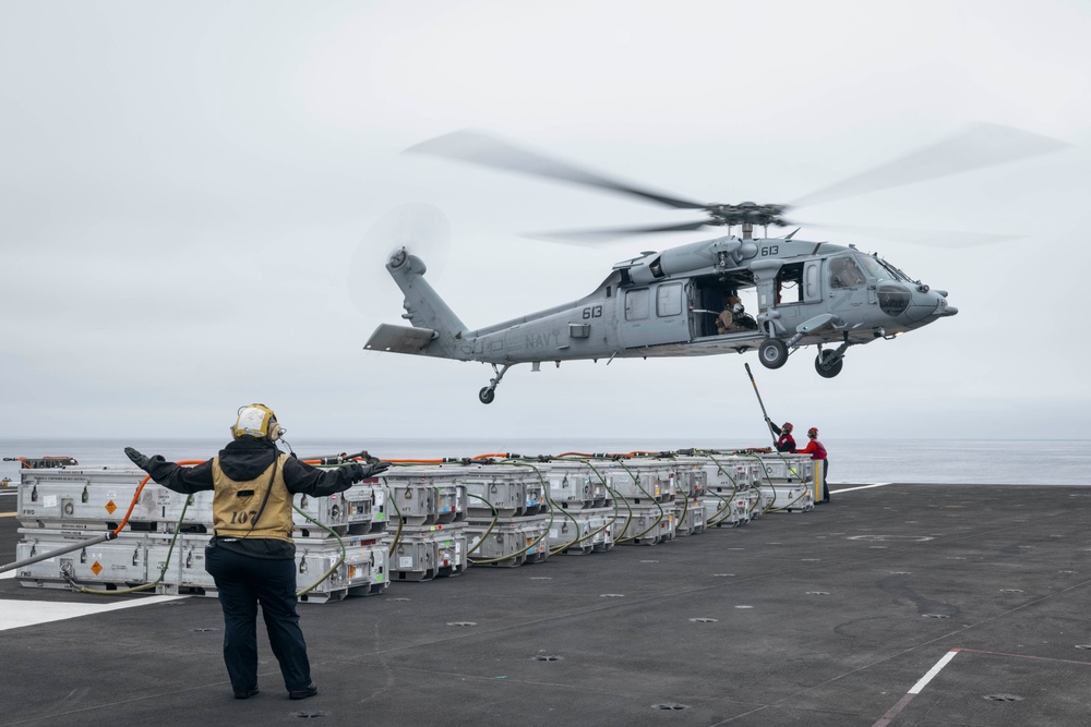 USS Carl Vinson (CVN 70) Sailors Conduct an Ammunition Handling Evolution