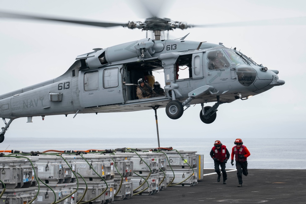 USS Carl Vinson (CVN 70) Sailors Conduct an Ammunition Handling Evolution