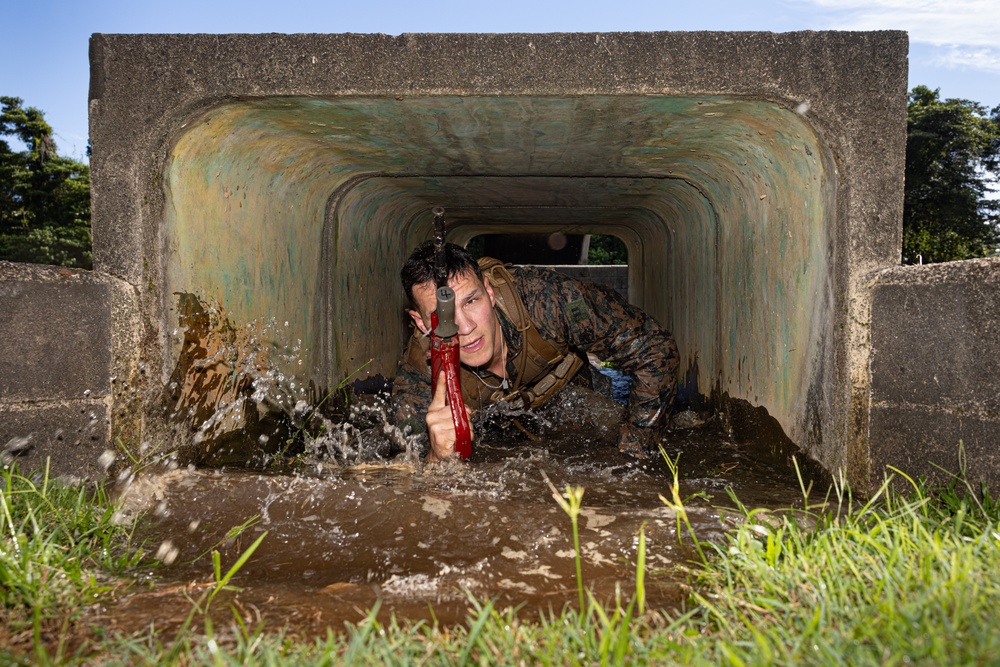 MRF-D 24.3: Marines with Fox Co., 2nd Bn., 5th Marines (Rein.) run through True Grit obstacle course