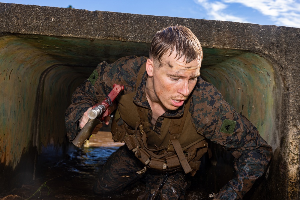 MRF-D 24.3: Marines with Fox Co., 2nd Bn., 5th Marines (Rein.) run through True Grit obstacle course