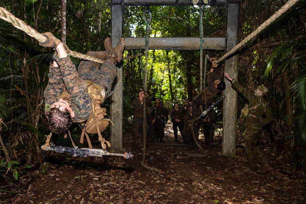 MRF-D 24.3: Marines with Fox Co., 2nd Bn., 5th Marines (Rein.) run through True Grit obstacle course
