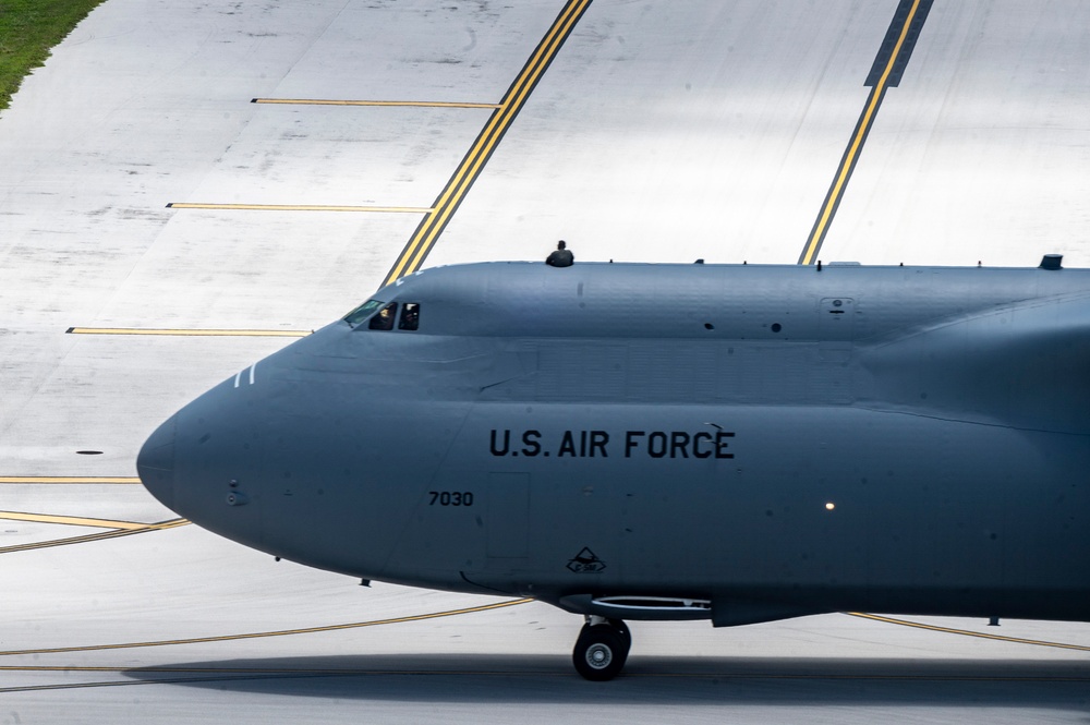 C-5 Super Galaxy delivers support to Andersen AFB for Valiant Shield 24