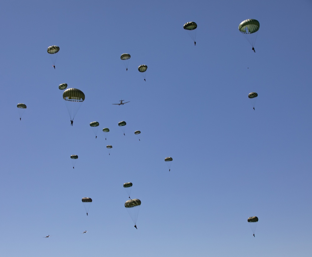 U.S. Military veterans perform airborne ops at Mont-Saint-Michel