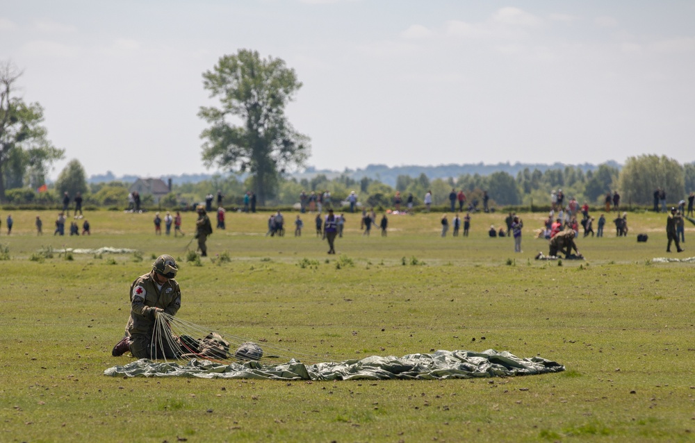 U.S. Military veterans perform airborne ops at Mont-Saint-Michel