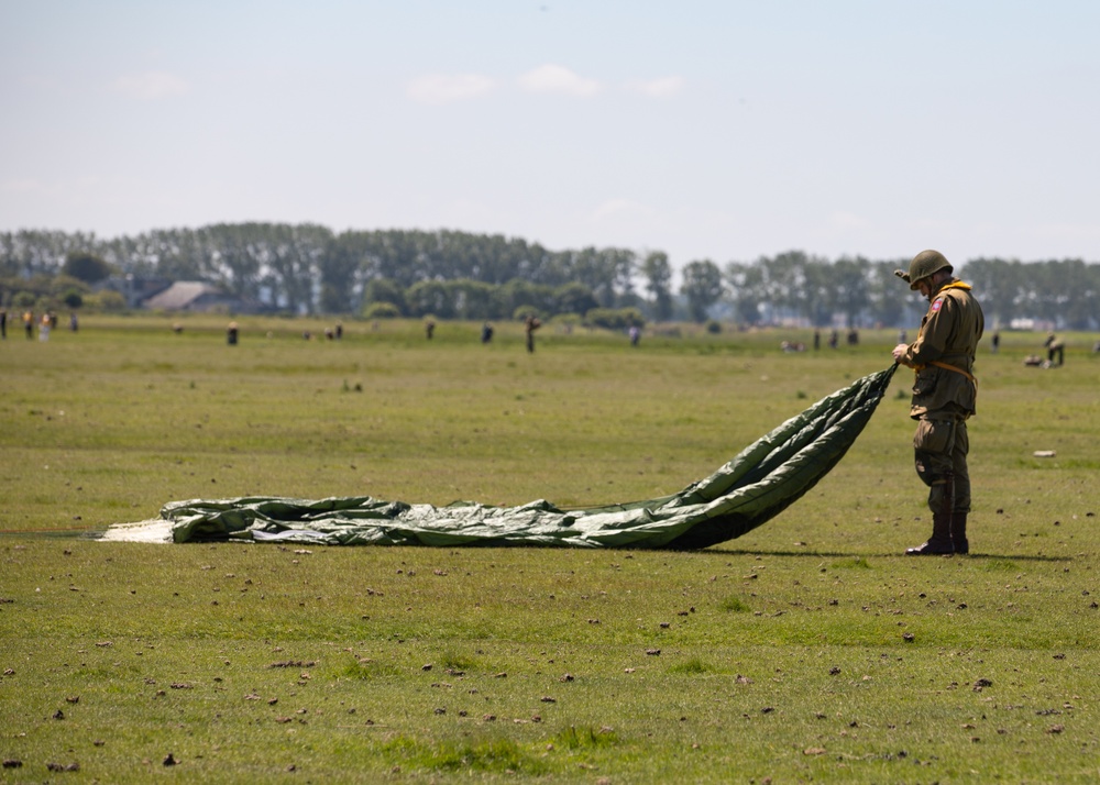 U.S. Military veterans perform airborne ops at Mont-Saint-Michel