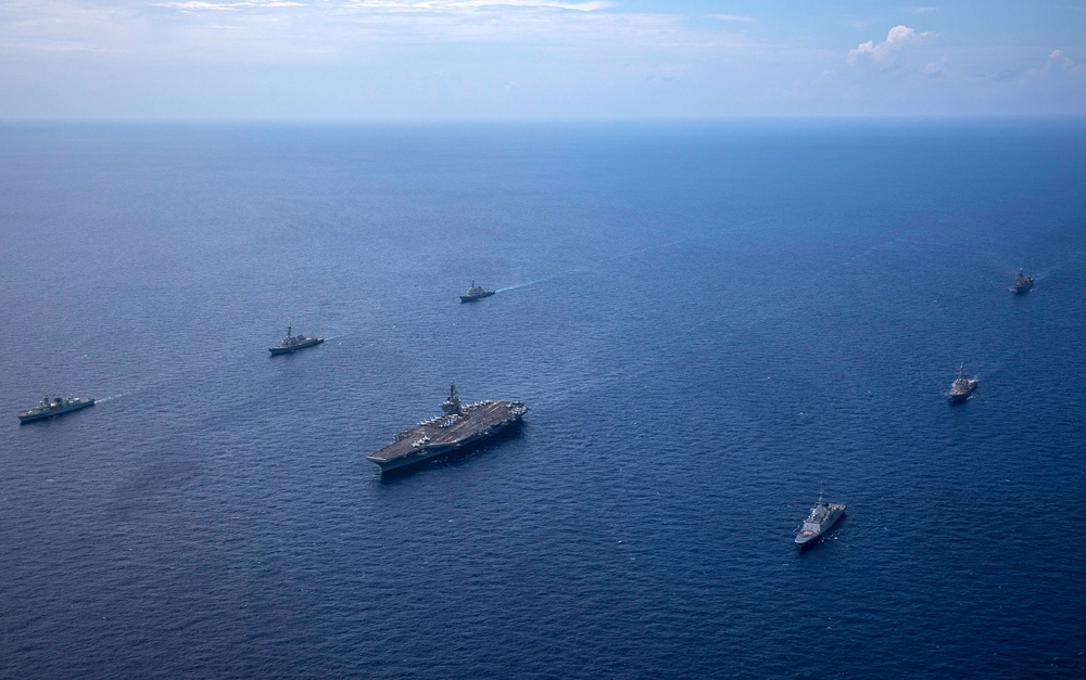 Carrier Strike Group Nine with Canadian, French Ships Transit South China Sea Together for Valiant Shield 2024