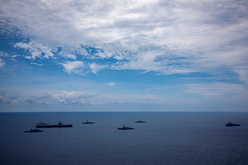 Carrier Strike Group Nine with Canadian, French Ships Transit South China Sea Together for Valiant Shield 2024