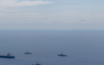 Carrier Strike Group Nine with Canadian, French Ships Transit South China Sea Together for Valiant Shield 2024