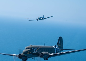 D-Day 80 celebrates with legacy C-47s flying over Omaha Beach