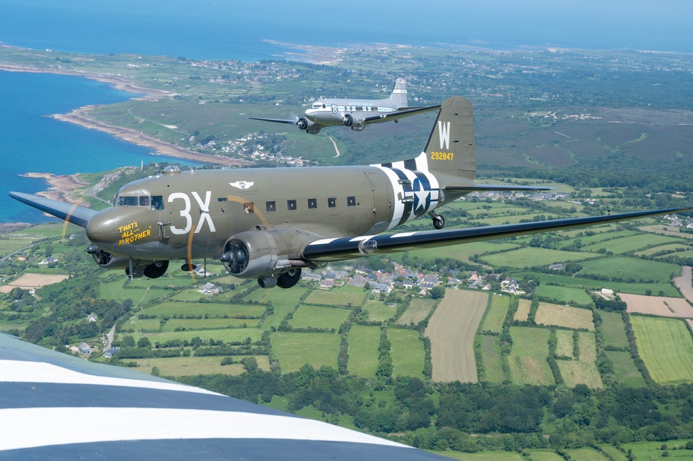 D-Day 80 celebrates with legacy C-47s flying over Omaha Beach