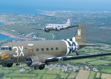 D-Day 80 celebrates with legacy C-47s flying over Omaha Beach