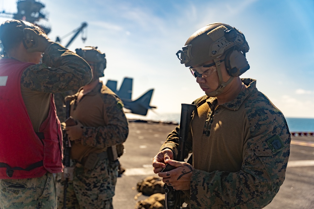 BLT 1/8, 24th MEU (SOC) Live-Fire Range Aboard USS Wasp (LHD 1)