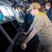 USS Ronald Reagan (CVN 76) Sailors stand watch in the pilot house