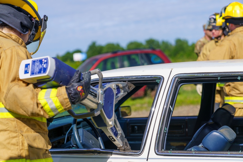 Cutting Through Crisis: 110th Wing Firefighters Master Vehicle Extrication