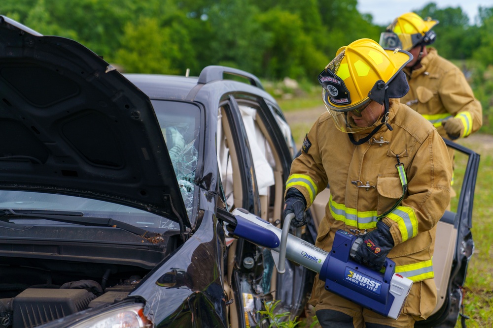 Cutting Through Crisis: 110th Wing Firefighters Master Vehicle Extrication