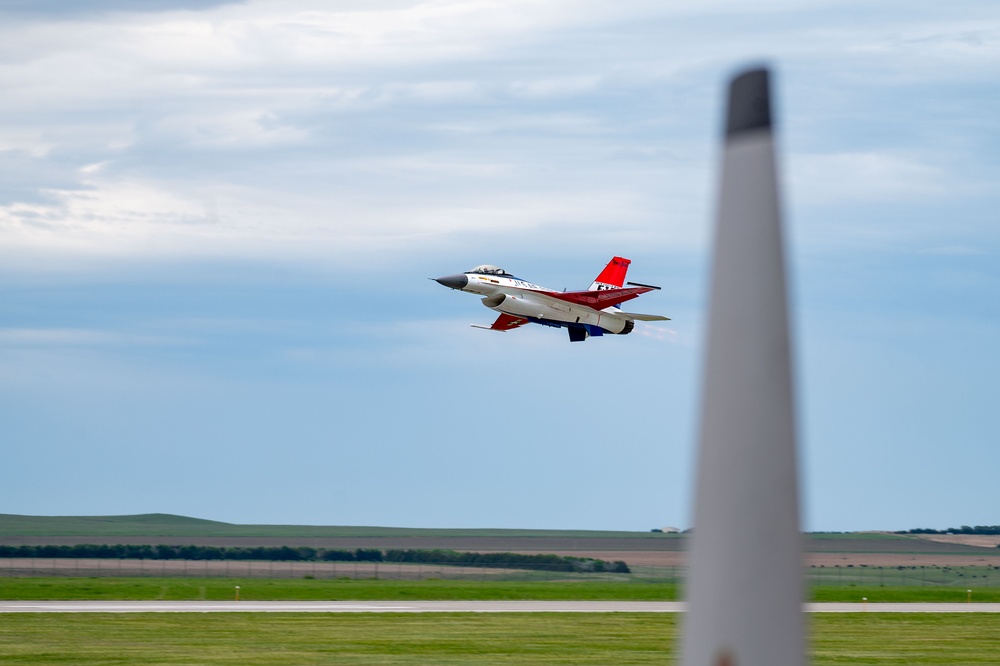 The F-16 Viper Demonstration Team perform at the Let Freedom Fly Air Show