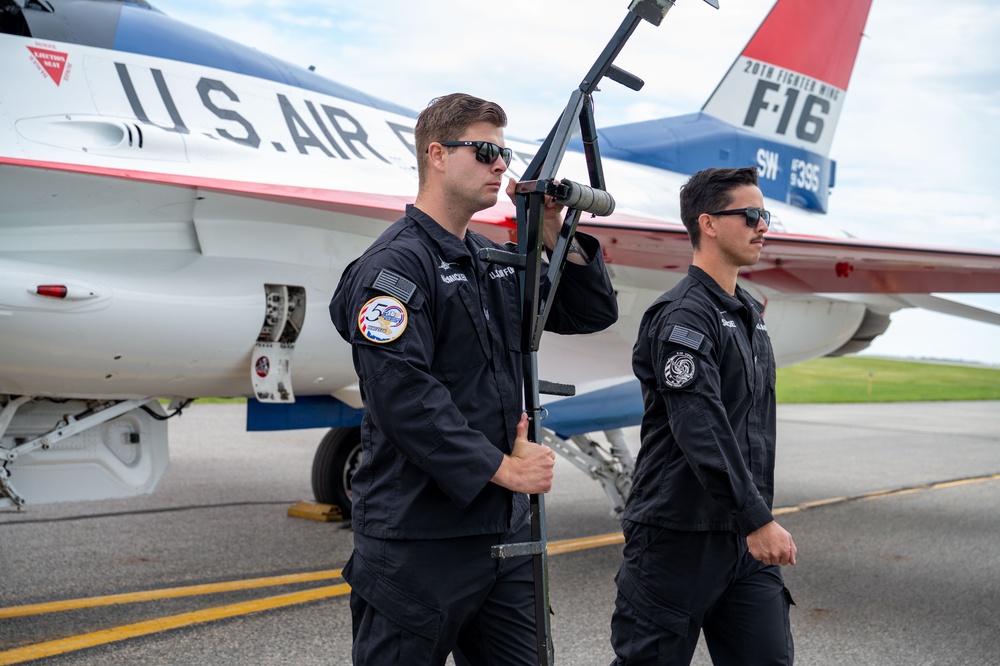 The F-16 Viper Demonstration Team perform at the Let Freedom Fly Air Show