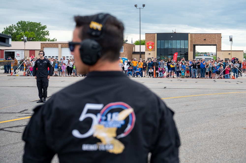 The F-16 Viper Demonstration Team perform at the Let Freedom Fly Air Show