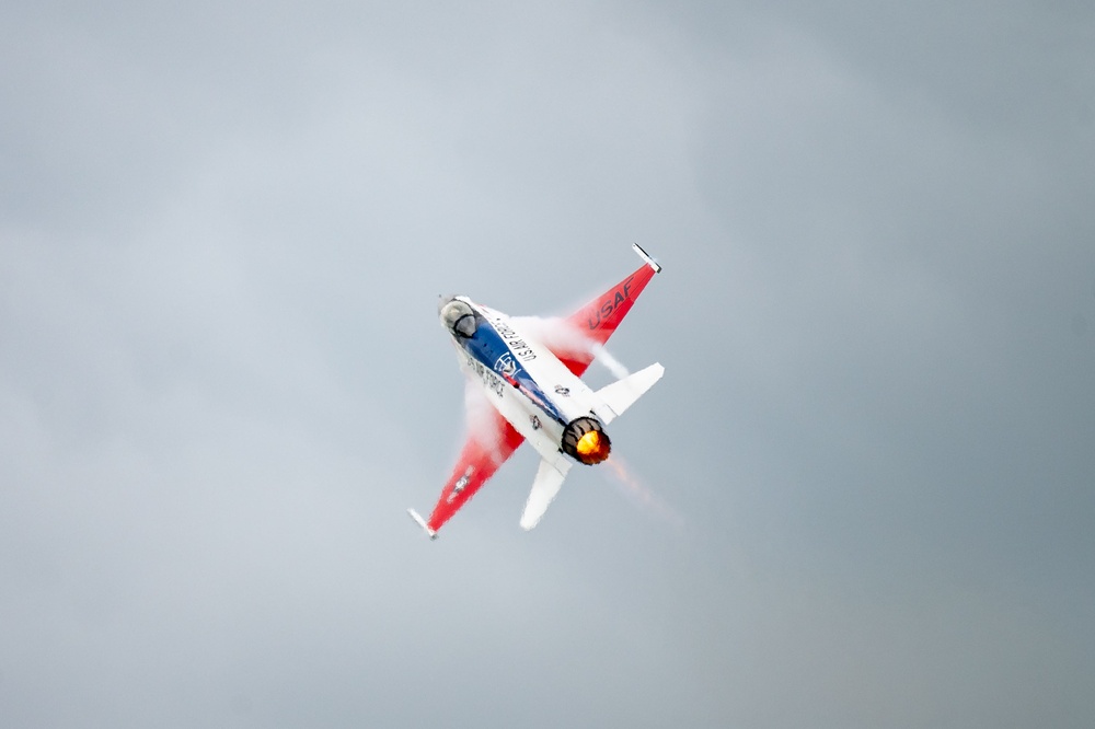 The F-16 Viper Demonstration Team perform at the Let Freedom Fly Air Show