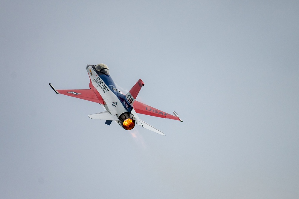 The F-16 Viper Demonstration Team perform at the Let Freedom Fly Air Show