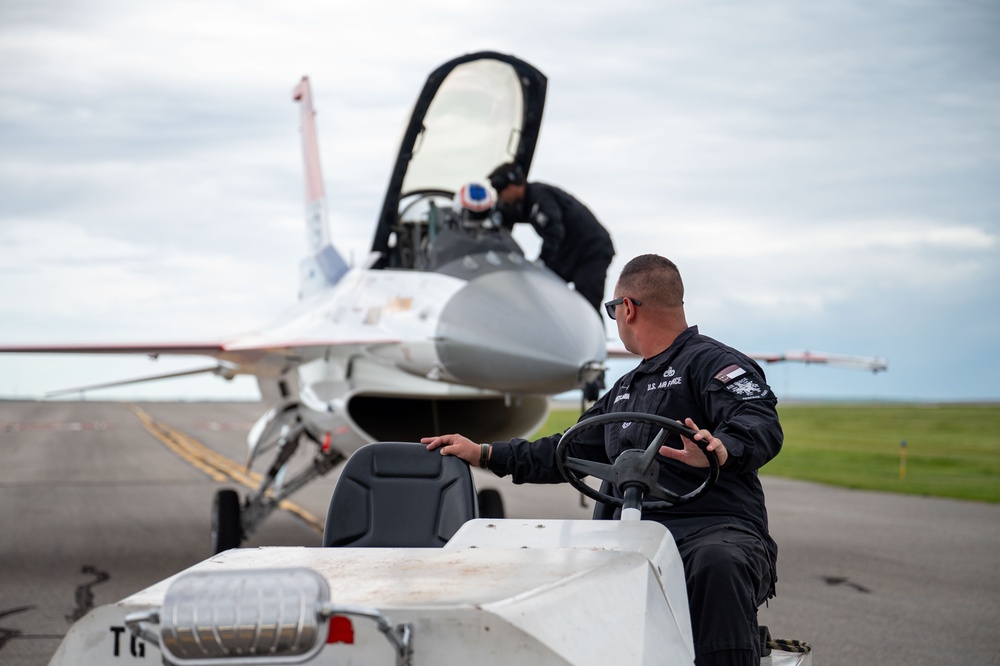 The F-16 Viper Demonstration Team perform at the Let Freedom Fly Air Show