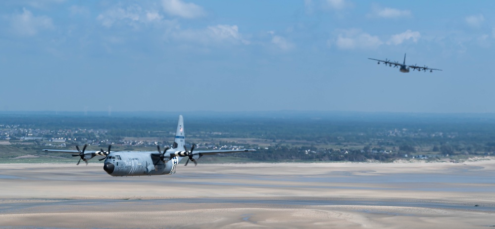 C-130J’s fly over, beaches of Normandy for 80th Anniversary of D-Day