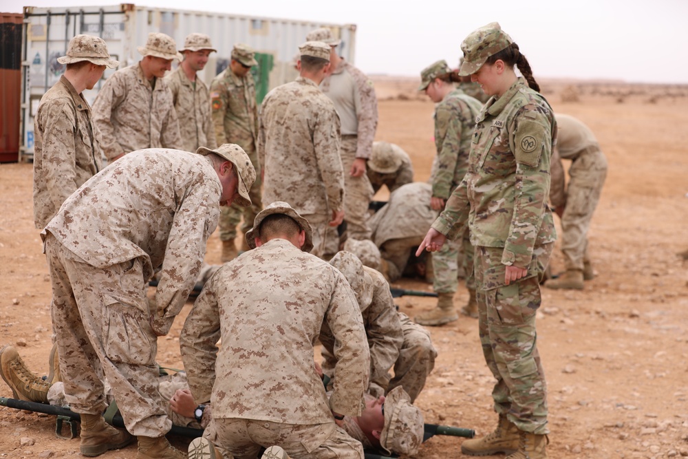 NY National Guard Medical Unit and USMC Train on Litter Carry Techniques