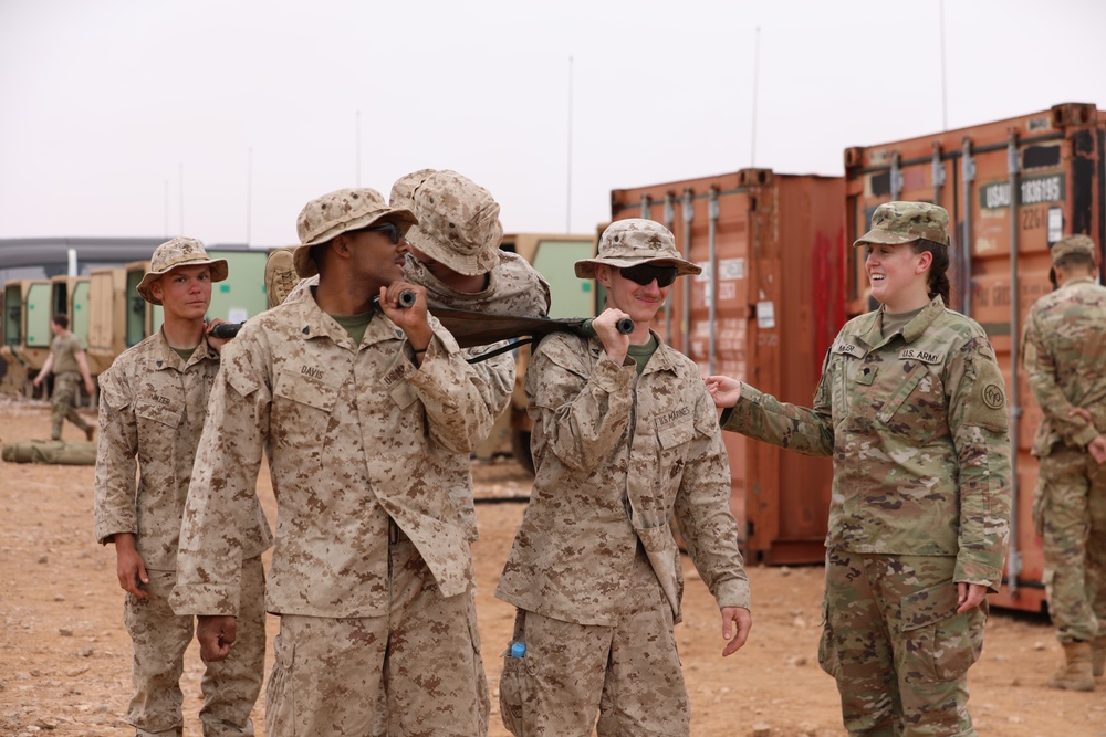 NY National Guard Medical Unit and USMC Train on Litter Carry Techniques