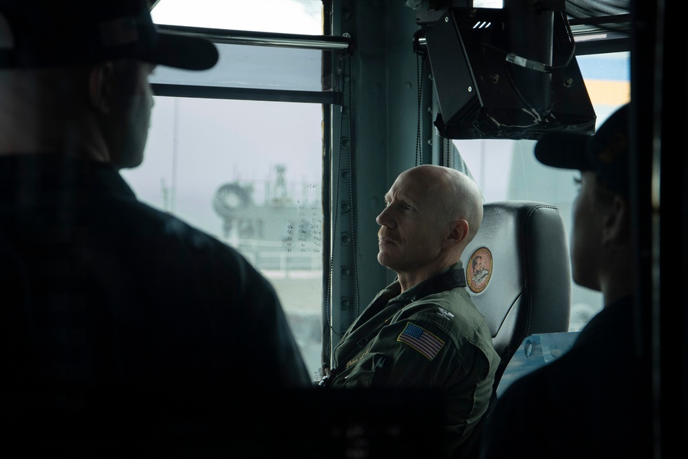 Capt. Pete Riebe oversees Abraham Lincoln replenishment at sea