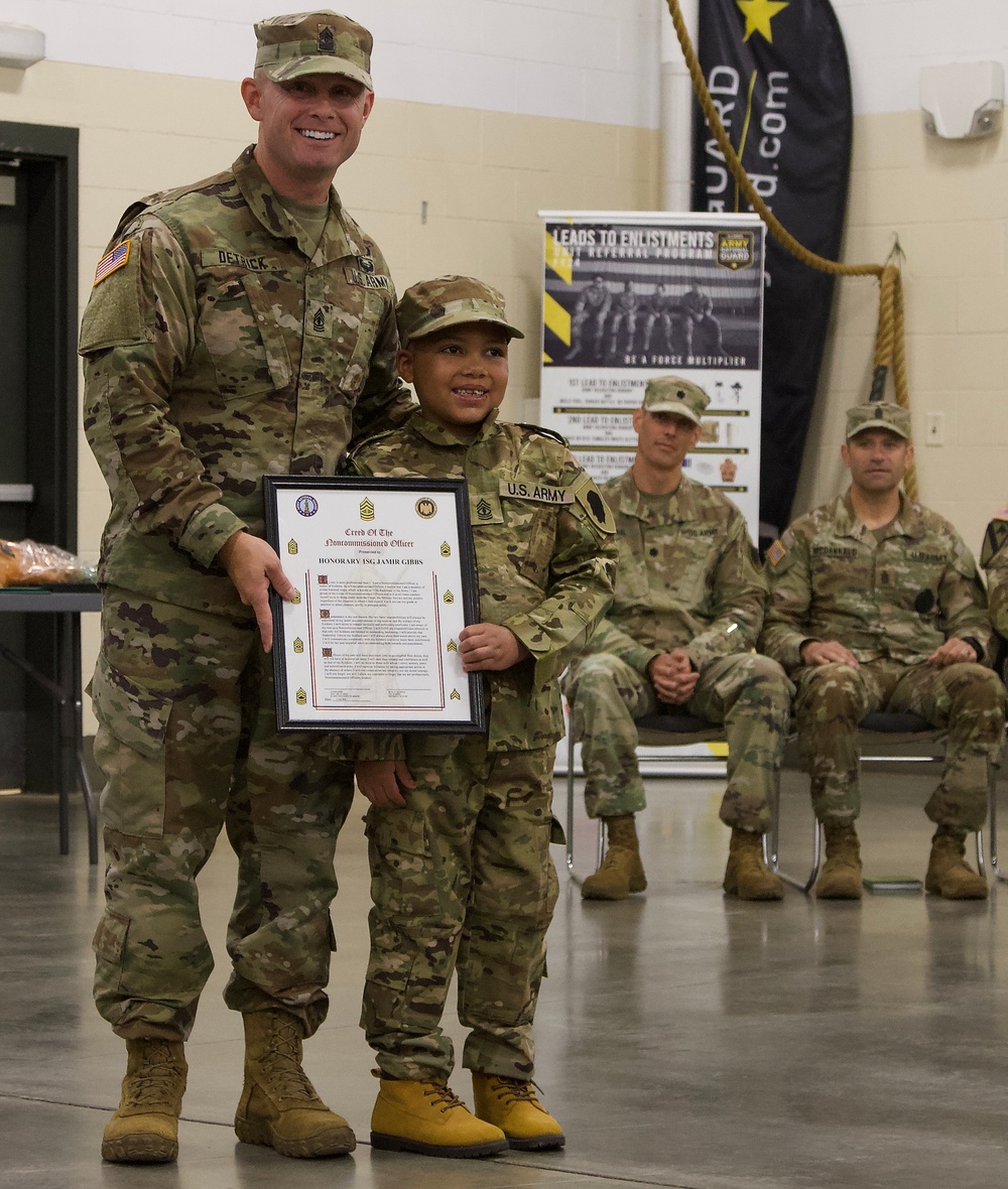 Seven-Year-Old Made Honorary First Sergeant in Illinois Army National Guard for Courage Against Cancer