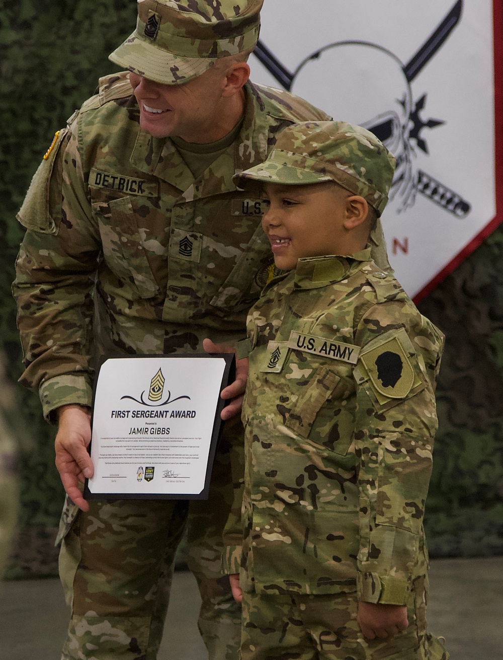 Seven-Year-Old Made Honorary First Sergeant in Illinois Army National Guard for Courage Against Cancer