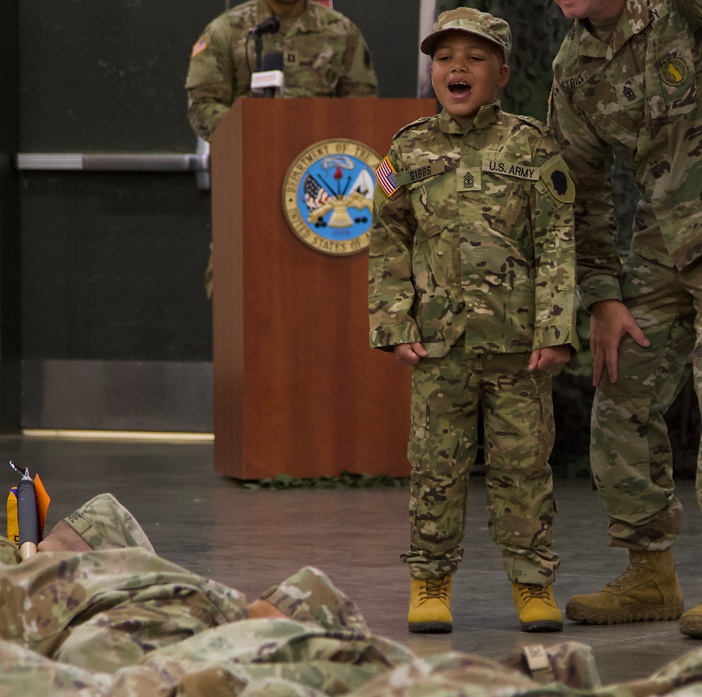 Seven-Year-Old Made Honorary First Sergeant in Illinois Army National Guard for Courage Against Cancer