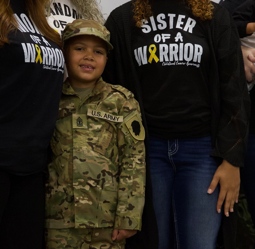 Seven-Year-Old Made Honorary First Sergeant in Illinois Army National Guard for Courage Against Cancer