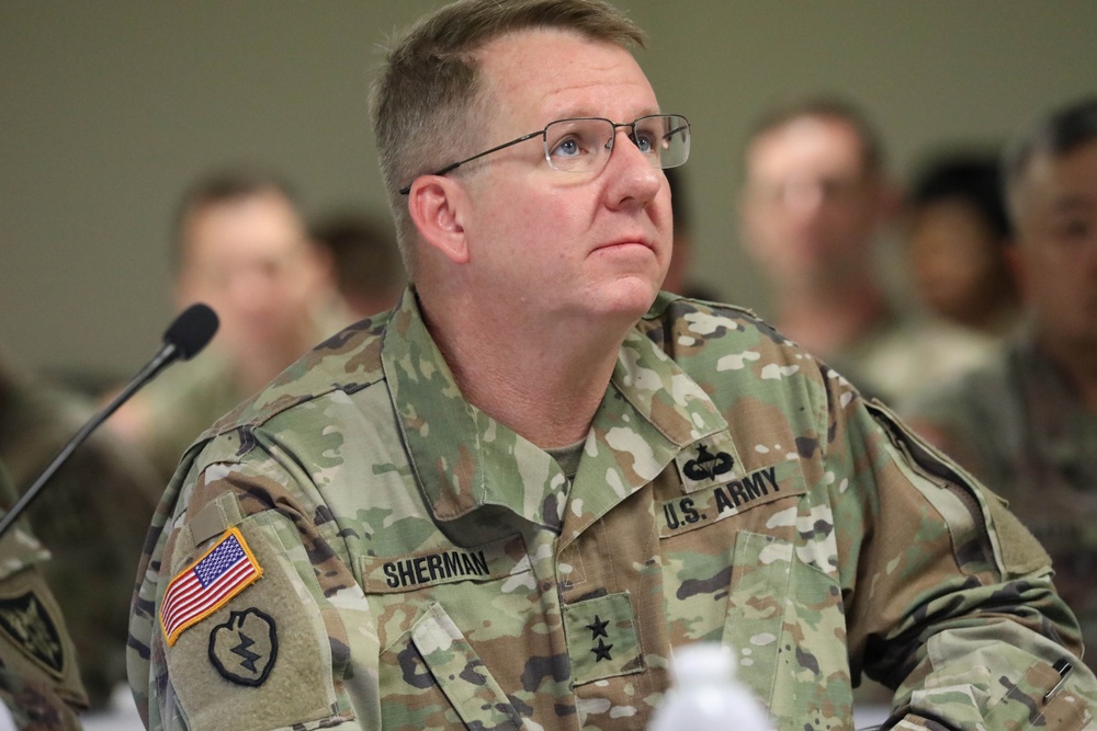 Maj. Gen. Scott M. Sherman at a briefing