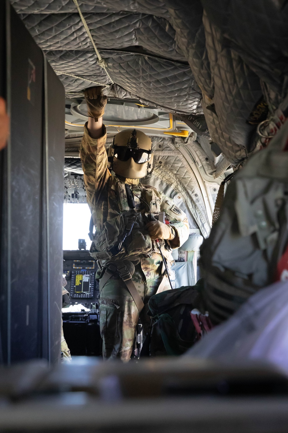 Chinook performs sling load operations at Fort Hunter Liggett