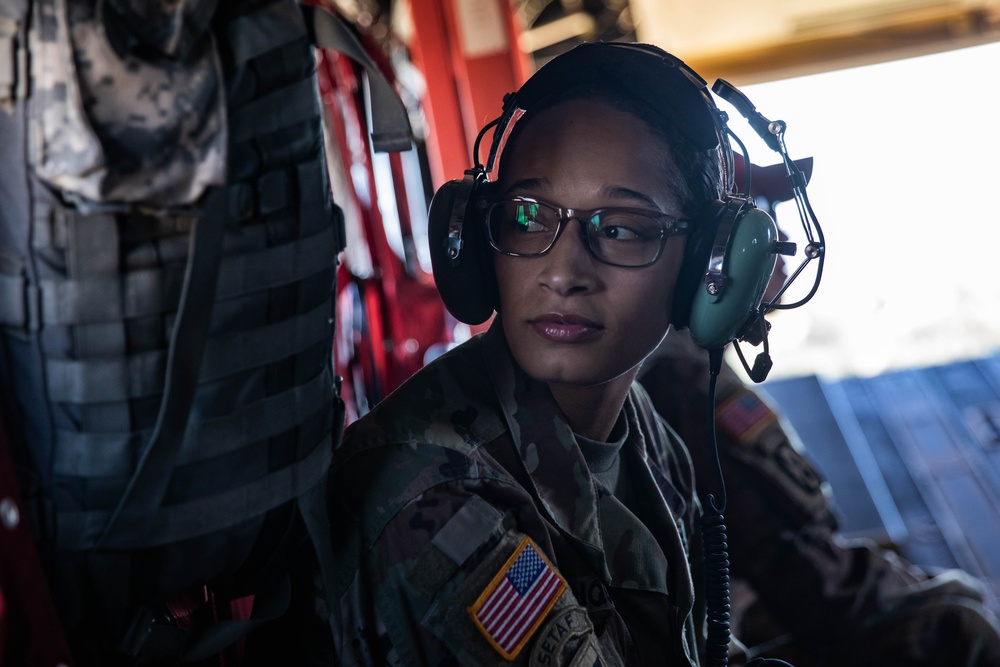 Chinook performs sling load operations at Fort Hunter Liggett