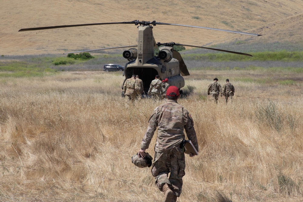 Chinook performs sling load operations at Fort Hunter Liggett