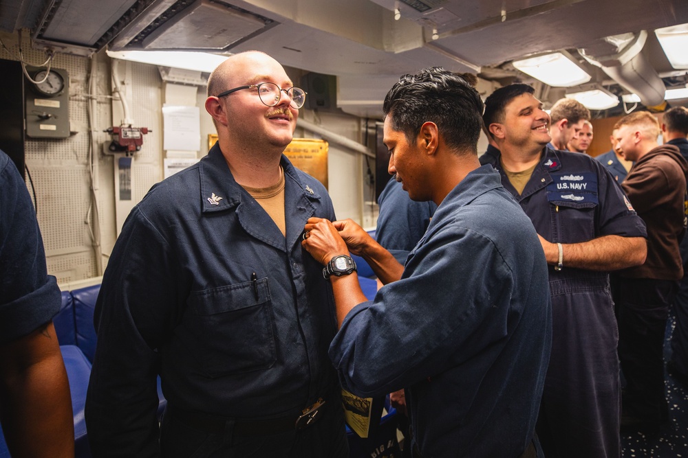 USS John S. McCain ESWS pinning ceremony