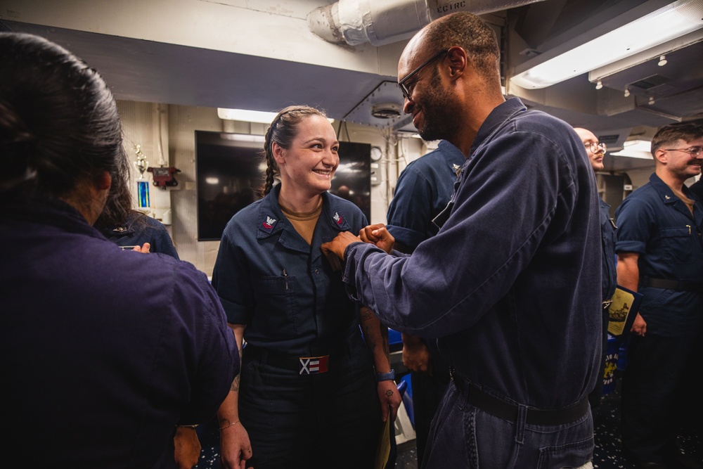 USS John S. McCain ESWS pinning ceremony