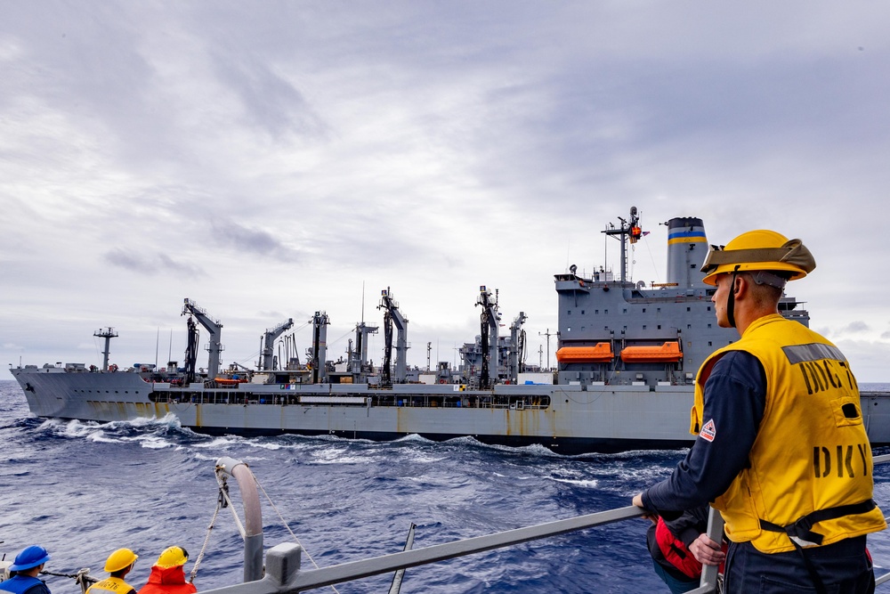 USS Higgins (DDG 76) Conducts a RAS with USNS Rappahannock in support of  Valiant Shield 24