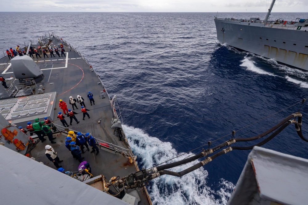 USS Higgins (DDG 76) Conducts a RAS with USNS Rappahannock in support of  Valiant Shield 24