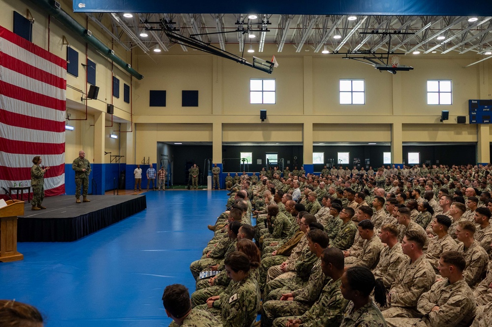 Chief of Naval Operations and Master Chief Petty Officer of the Navy Speak at an All Hands Call at U.S. Naval Forces Central Command