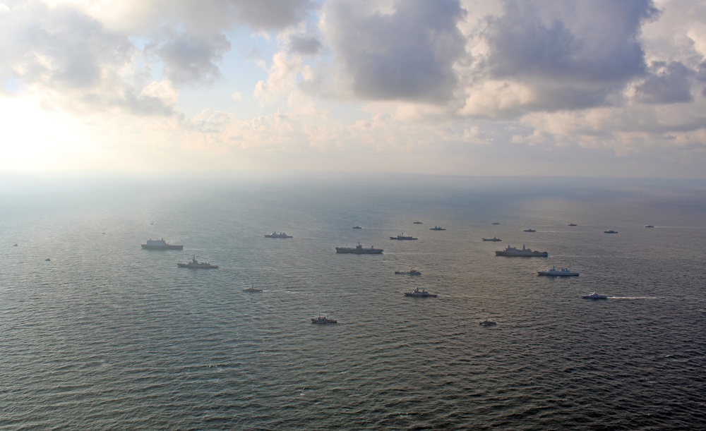 USS Mount Whitney and NATO Allies Steam in Formation