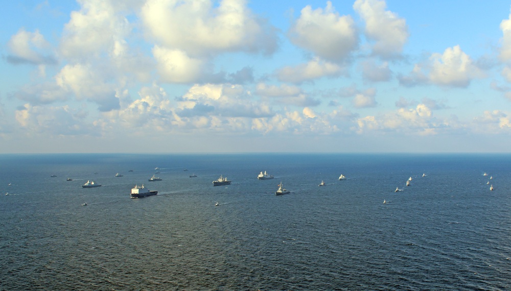 USS Mount Whitney and NATO Allies Steam in Formation