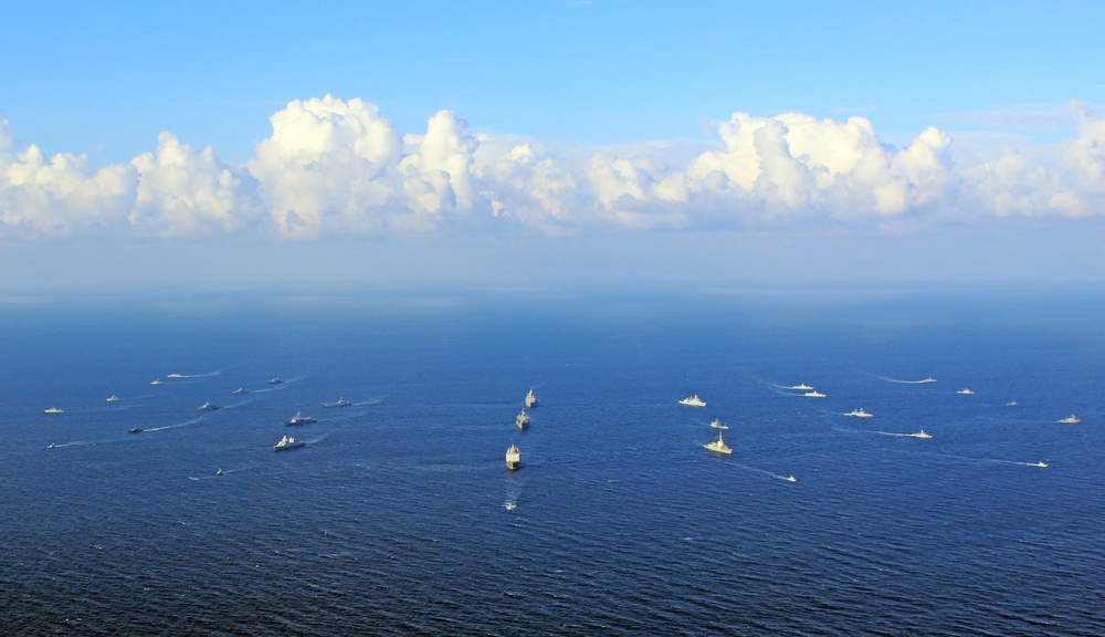 USS Mount Whitney and NATO Allies Steam in Formation