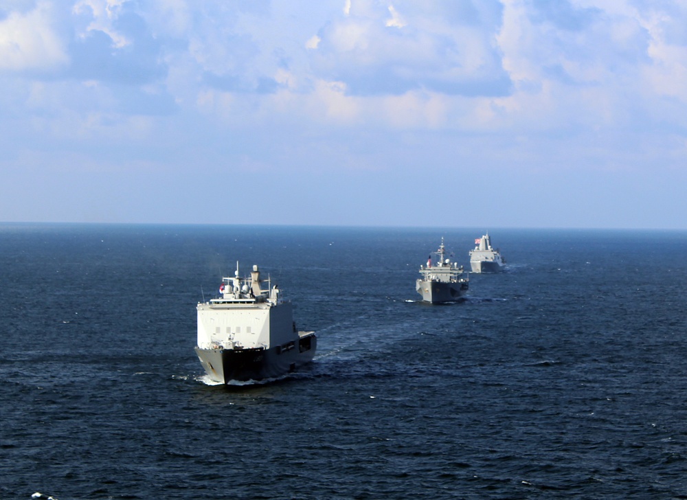 USS Mount Whitney and NATO Allies Steam in Formation