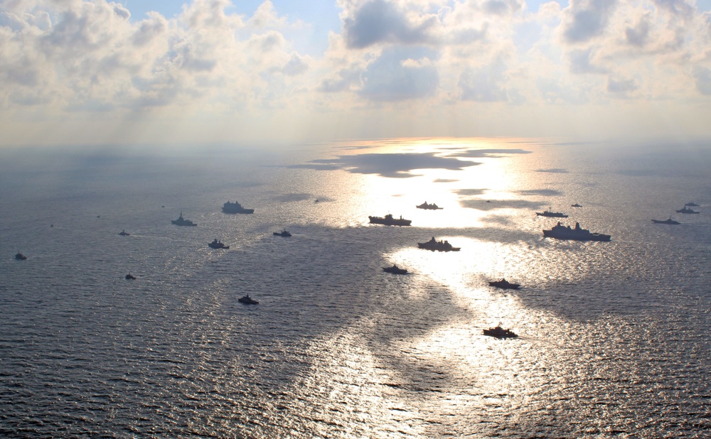 USS Mount Whitney and NATO Allies Steam in Formation