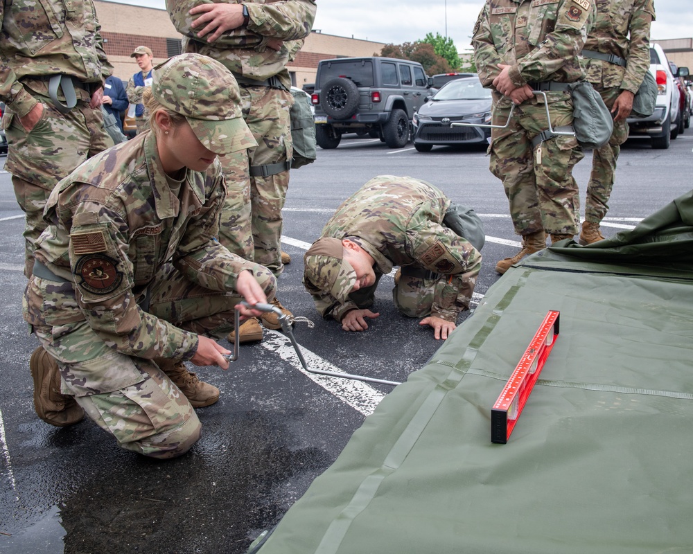 Airmen demonstrate expeditionary kitchen setup during Exercise Iron Keystone 24